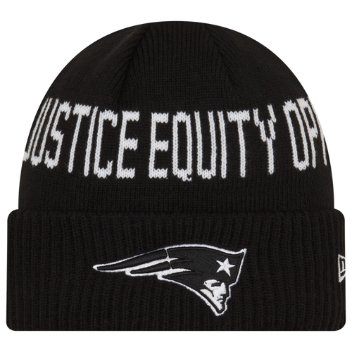 

New Era Mens New Era Patriots Social Justice Knit Cap - Mens White/Black Size One Size