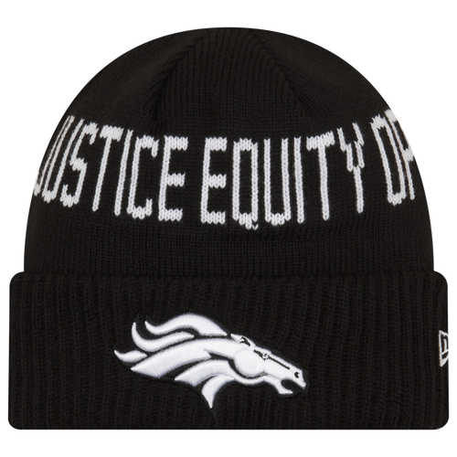 

New Era Mens New Era Broncos Social Justice Knit Beanie - Mens Black/White Size One Size