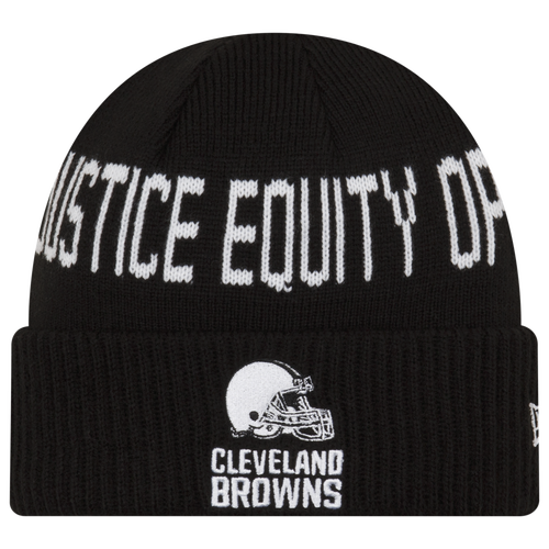 

New Era Mens Cleveland Browns New Era Browns Social Justice Knit Beanie - Mens Black/White Size One Size