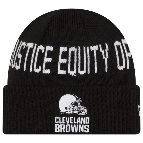 

New Era Mens New Era Browns Social Justice Knit Beanie - Mens Black/White Size One Size