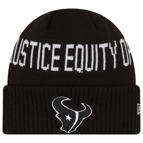 

New Era Mens New Era Texans Social Justice Knit Cap - Mens Black/White Size One Size