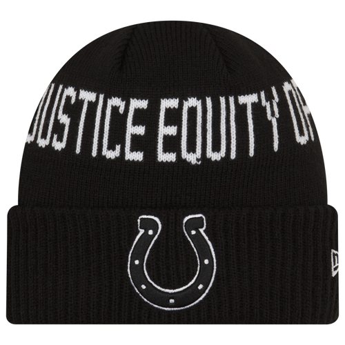 

New Era Mens New Era Colts Social Justice Knit Cap - Mens Black/White Size One Size