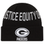 New Era Packers Social Justice Knit Cap - Men's Black/White