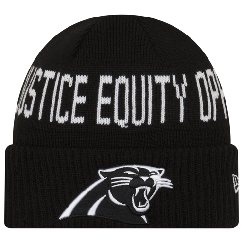 

New Era Mens Carolina Panthers New Era Panthers Social Justice Knit Beanie - Mens White/Black Size One Size
