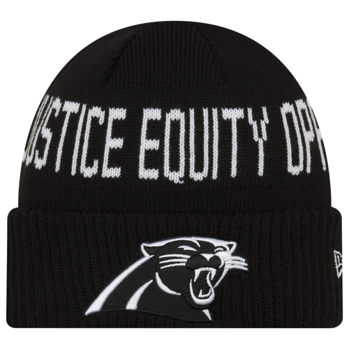 

New Era Mens New Era Panthers Social Justice Knit Beanie - Mens White/Black Size One Size