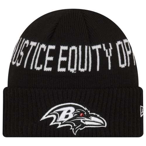 

New Era Mens Baltimore Ravens New Era Ravens Social Justice Knit Beanie - Mens Black/White Size One Size