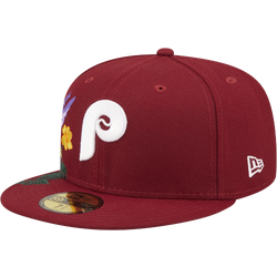 Men's - New Era Phillies 59Fifty Blooming Floral Fitted Caps - Maroon/Multi