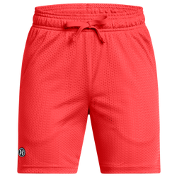Boys' Grade School - Under Armour Icon Mesh Short - White/Fire