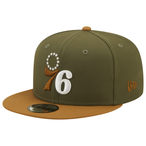 

New Era Mens Philadelphia 76ers New Era 76ers 2T Snap - Mens Olive/Brown Size One Size