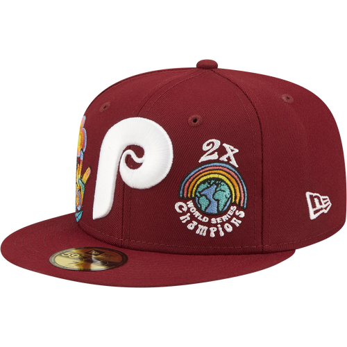 

New Era Mens Philadelphia Phillies New Era Phillies 5950 Groovy Fitted Hat - Mens Maroon Size 7