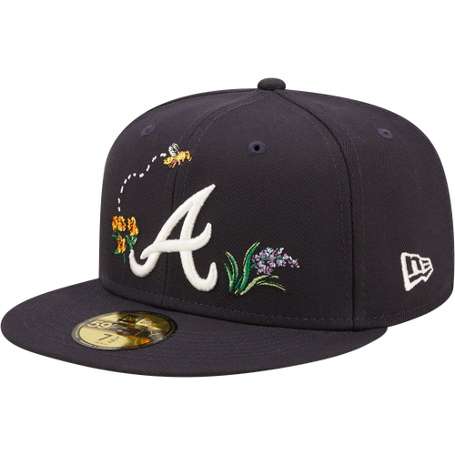 

New Era Mens Atlanta Braves New Era Braves 5950 Watercolor Floral Fitted Hat - Mens Navy/White Size 7