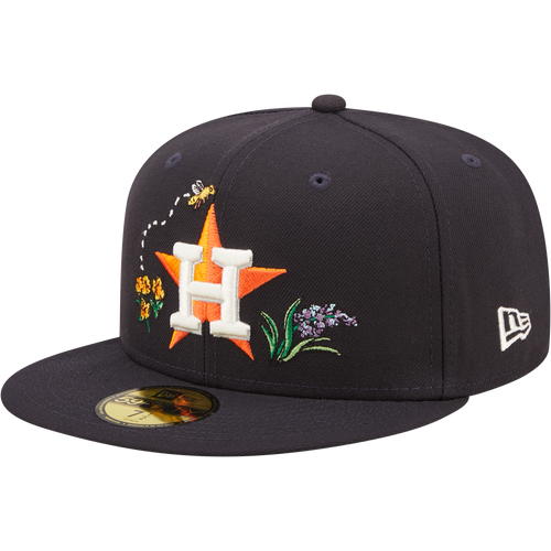 

New Era Mens Oakland Athletics New Era Astros 5950 Watercolor Floral Fitted Hat - Mens Navy/Orange Size 7