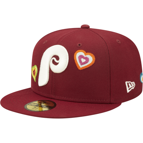 

New Era Mens Philadelphia Phillies New Era Phillies 5950 Chain Heart Fitted Hat - Mens Maroon/White Size 7