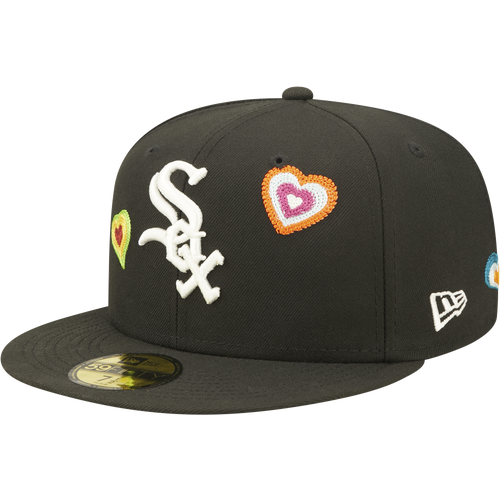 

New Era Mens Miami Marlins New Era White Sox 5950 Chain Heart Hat - Mens Black/White Size 7
