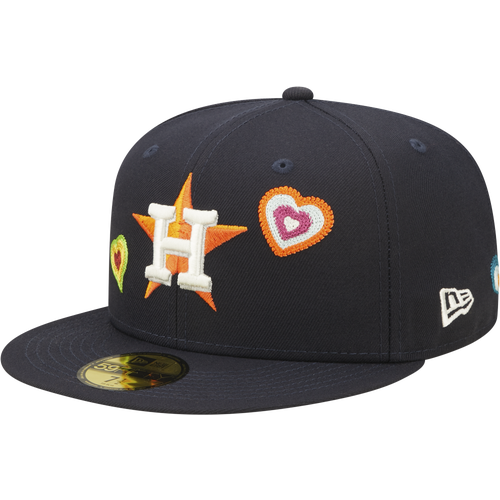 

New Era Mens Miami Marlins New Era Astros 5950 Chain Heart Fitted Hat - Mens Navy/Orange Size 7