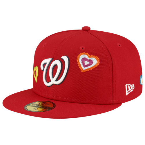 

New Era Mens Washington Nationals New Era Nationals 5950 Chain Heart Fitted Hat - Mens Red/White Size 7