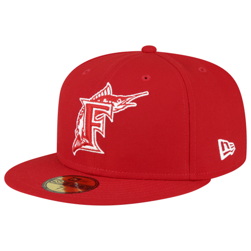 

New Era Mens New Era Marlins 59Fifty World Series Side Patch Cap - Mens White/Red Size 7