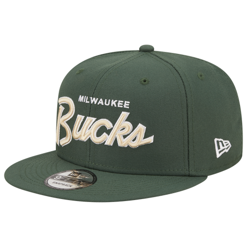 

New Era Mens Milwaukee Bucks New Era Raptors NBA Script Retro Snapback - Mens Green/White Size One Size