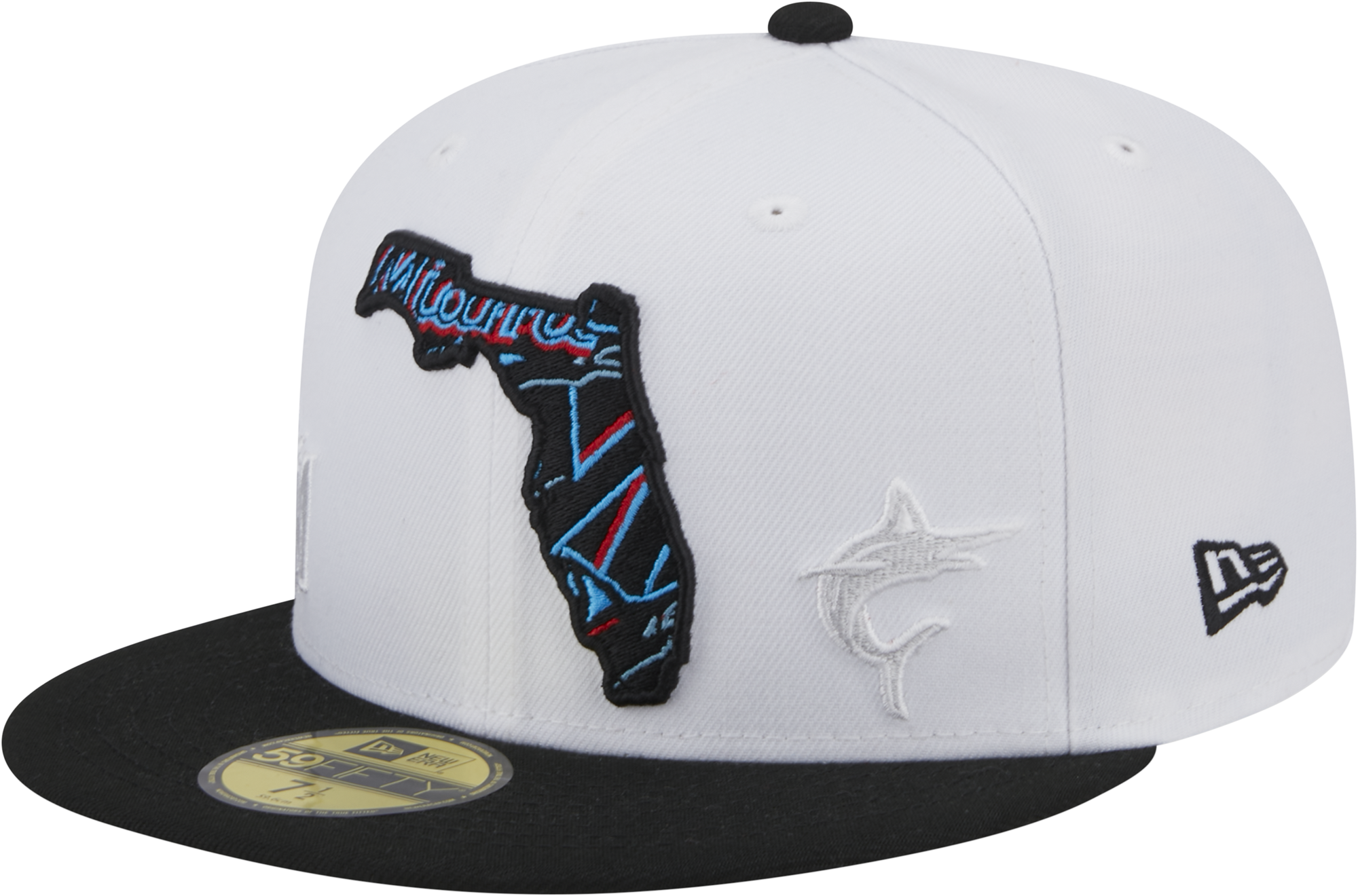 New Era Mens Marlins 5950 State E1 - White/Black Size 7