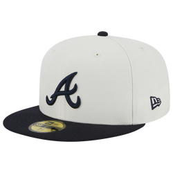 Men's - New Era Braves 5950 Retro Fitted Cap - White/Navy