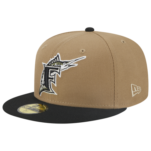 

New Era Mens Miami Marlins New Era Marlins Botanical 2T Side Patch Fitted Cap - Mens Khaki/Navy Size 7
