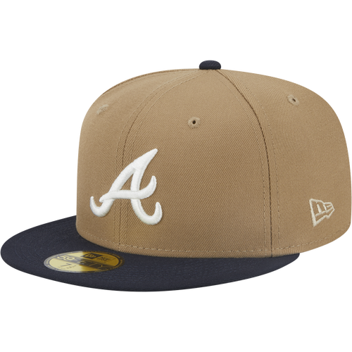 New Era Mens Atlanta Braves  Braves Botanical 2t Side Patch Fitted Cap In Navy/khaki