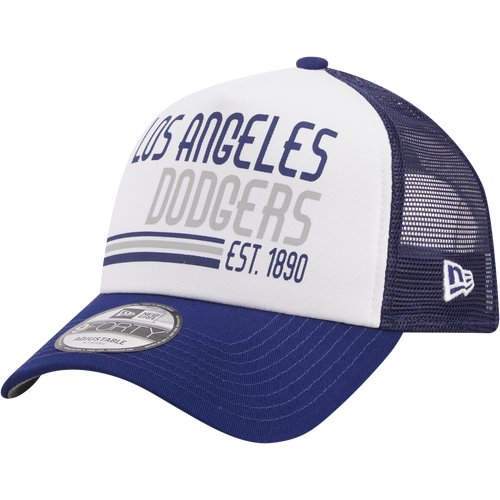 Shop New Era Mens Los Angeles Dodgers  Dodgers A Frame Stacked Trucker Cap In White/blue