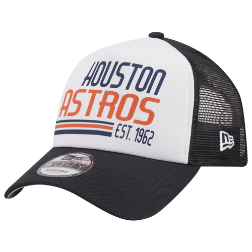 Shop New Era Mens Houston Astros  Astros A Frame Stacked Trucker Cap In White/navy