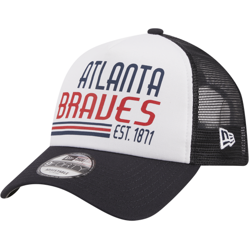 New Era Mens Atlanta Braves  Braves A Frame Stacked Trucker Cap In White/navy