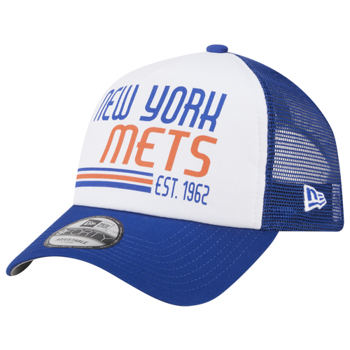 

New Era Mens New York Mets New Era Mets A Frame Stacked Trucker Cap - Mens White/Blue Size One Size