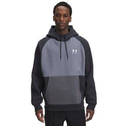 Men's - Under Armour Icon Heavyweight Colorblocked Hoodie - Anthracite/Titan Gray/White