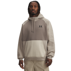 Men's - Under Armour Icon Heavyweight Colorblocked Hoodie - Timberwolf Taupe/Taupe Dusk/Black