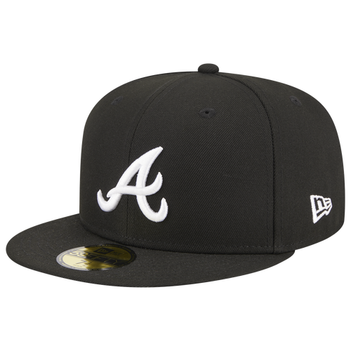 

New Era New Era Braves 5950 Evergreen Side Patch Fitted Hat - Adult White/Black Size 7