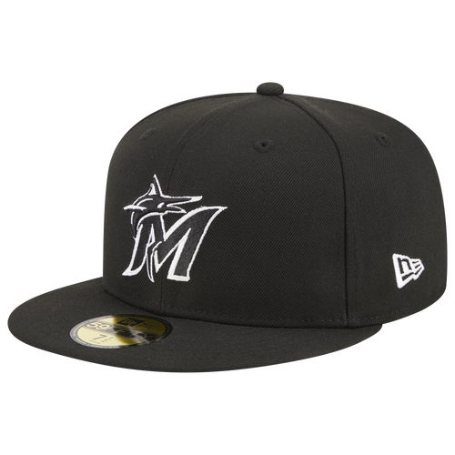 

New Era New Era Marlins 5950 Evergreen Side Patch Fitted Hat - Adult Black/White Size 7