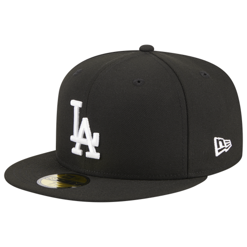 

New Era New Era Dodgers 5950 Evergreen Side Patch Fitted Hat - Adult Black/White Size 7