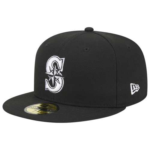 

New Era New Era Mariners 5950 Evergreen Side Patch Fitted Hat - Adult Black/White Size 7