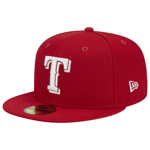 ADULT - New Era Rangers 5950 Evergreen Side Patch Fitted Hat - Red/White