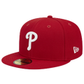 New Era Phillies 5950 Evergreen Side Patch Fitted Hat - New Era White/Red