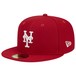 Adult - New Era Mets 5950 Evergreen Side Patch Fitted Hat - Red/White