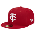 New Era Twins 5950 Evergreen Side Patch Fitted Hat - New Era White/Red