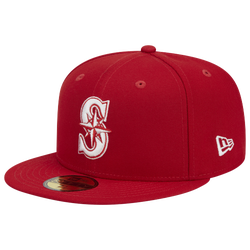 Adult - New Era Mariners 5950 Evergreen Side Patch Fitted Hat - Red/White