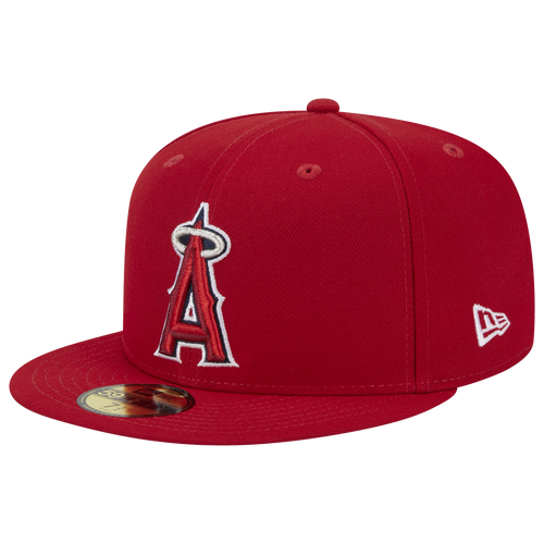 ADULT - New Era Angels 5950 Evergreen Side Patch Fitted Hat - White/Red