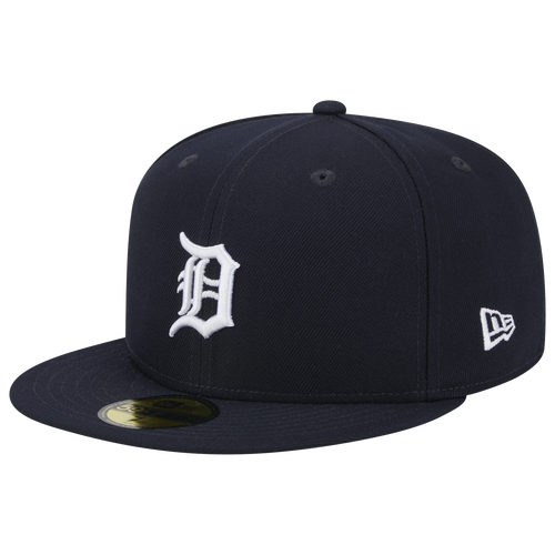 New Era Tigers 5950 Evergreen Side Patch Fitted Hat - New Era Navy/White