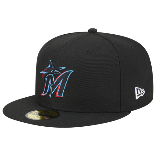 

New Era New Era Marlins 5950 Evergreen Side Patch Fitted Hat - Adult Black/Black Size 7