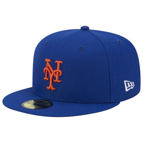 New Era Mets 5950 Evergreen Side Patch Fitted Hat - New Era Blue/White Orange