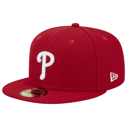 ADULT - New Era Phillies 5950 Evergreen Side Patch Fitted Hat - Red/White