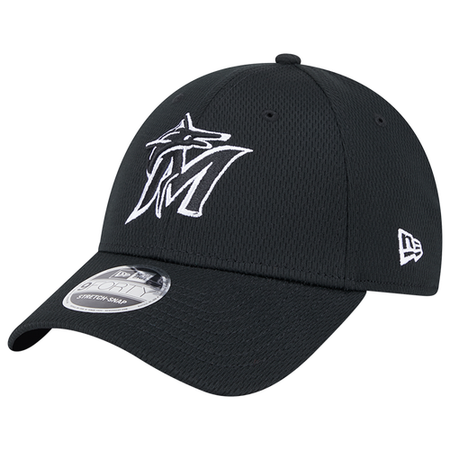 

New Era Mens New Era Marlins SS Evergreen Cap - Mens Black/White Size One Size