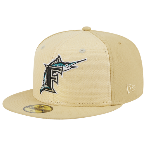 

New Era Mens Miami Marlins New Era Marlins Raffia Cap - Mens Khaki/Black Size 7