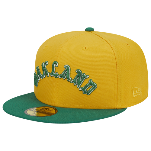 

New Era Mens Oakland Athletics New Era As Retro Script Cap - Mens Yellow/Green Size 7