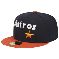 Men's - New Era Astros Retro Script Cap - Orange/Navy
